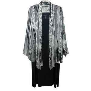 R&M Richards Woman 2 Piece Plus Size 2X Black Dress & Jacket Set Evening Formal